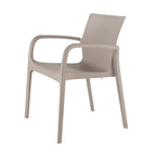 Set of Two Taupe Heavy Duty Plastic Outdoor Stacking Dining Chairs  Warm Home View