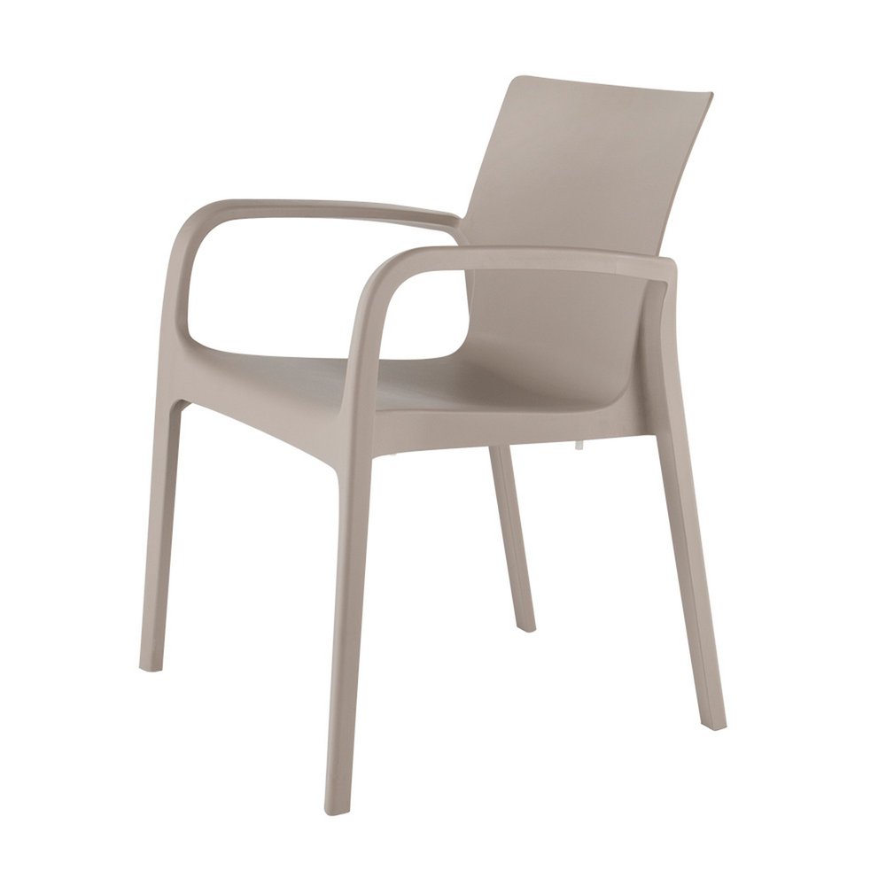 Set of Two Taupe Heavy Duty Plastic Outdoor Stacking Dining Chairs  Warm Home View