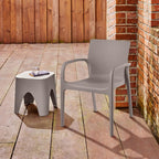 Set of Two Taupe Heavy Duty Plastic Outdoor Stacking Dining Chairs  Warm Home View