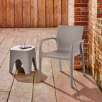 Set of Two Taupe Heavy Duty Plastic Outdoor Stacking Dining Chairs – Weather Resistant  Warm Home View