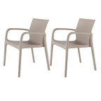 Set of Two Taupe Heavy Duty Plastic Outdoor Stacking Dining Chairs  Warm Home View
