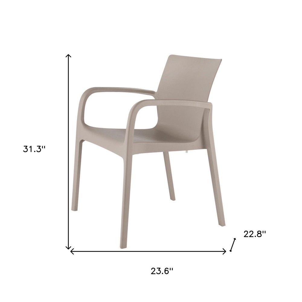 Set of Two Taupe Heavy Duty Plastic Outdoor Stacking Dining Chairs  Warm Home View