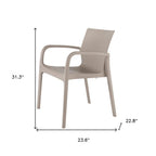 Set of Two Taupe Heavy Duty Plastic Outdoor Stacking Dining Chairs  Warm Home View