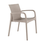 Set of Two Taupe Heavy Duty Plastic Outdoor Stacking Dining Chairs  Warm Home View