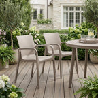Set of Two Taupe Heavy Duty Plastic Outdoor Stacking Dining Chairs  Warm Home View