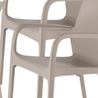 Set of Two Taupe Heavy Duty Plastic Outdoor Stacking Dining Chairs  Warm Home View