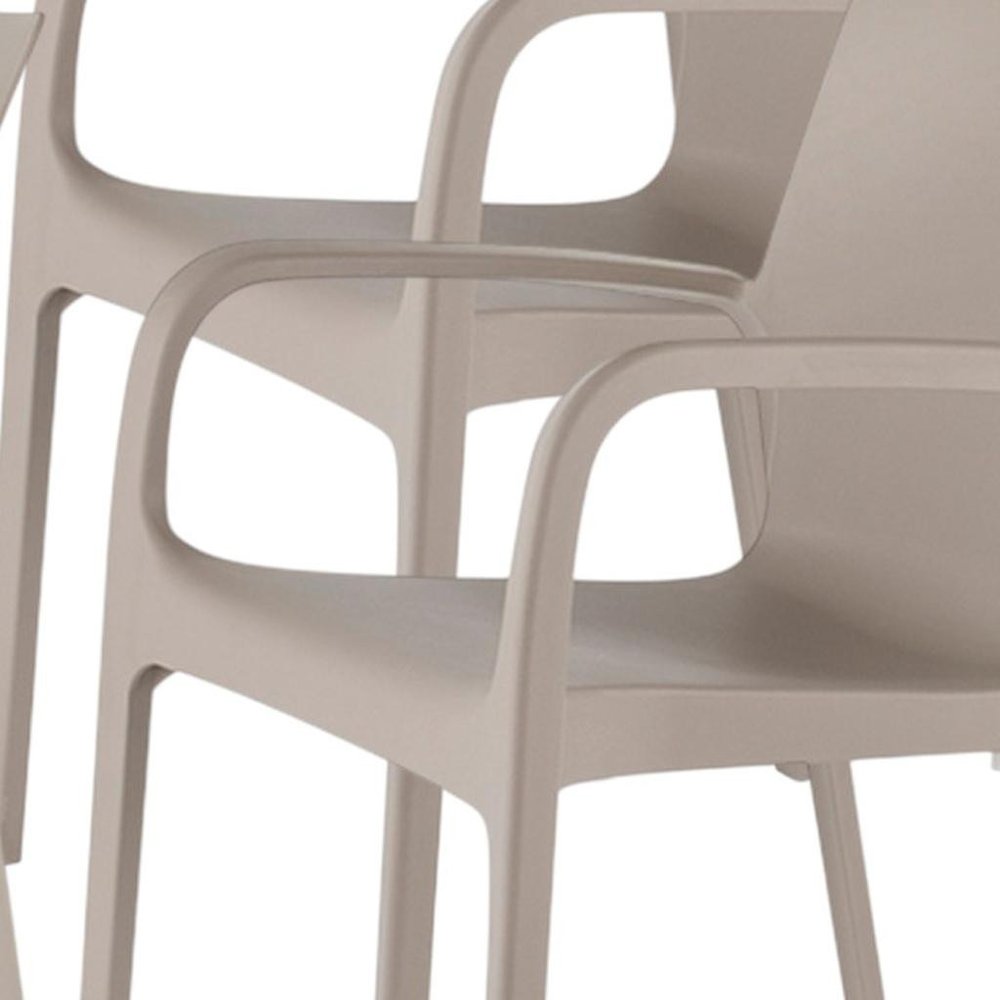 Set of Two Taupe Heavy Duty Plastic Outdoor Stacking Dining Chairs  Warm Home View