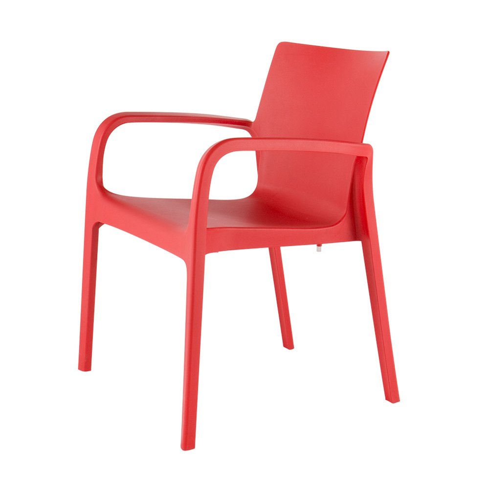 Set of Two Red Heavy Duty Plastic Outdoor Stacking Dining Chairs  Warm Home View