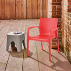Red Heavy Duty Plastic Outdoor Stacking Dining Chairs - Armchair - Set of 2  Warm Home View