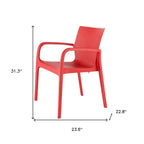 Set of Two Red Heavy Duty Plastic Outdoor Stacking Dining Chairs  Warm Home View