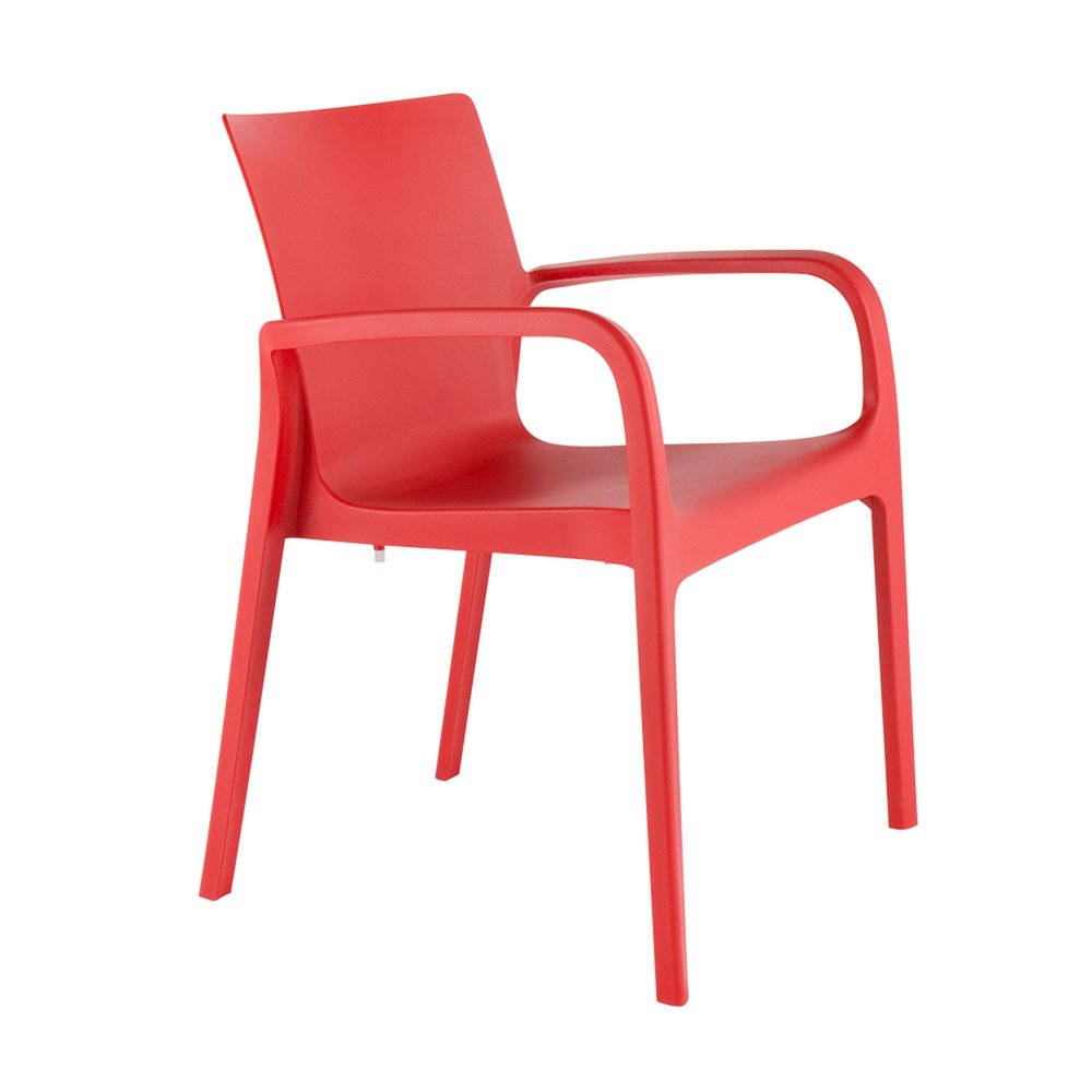 Set of Two Red Heavy Duty Plastic Outdoor Stacking Dining Chairs  Warm Home View