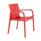 Set of Two Red Heavy Duty Plastic Outdoor Stacking Dining Chairs  Warm Home View