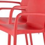 Set of Two Red Heavy Duty Plastic Outdoor Stacking Dining Chairs  Warm Home View