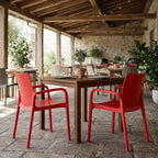 Set of Two Red Heavy Duty Plastic Outdoor Stacking Dining Chairs  Warm Home View