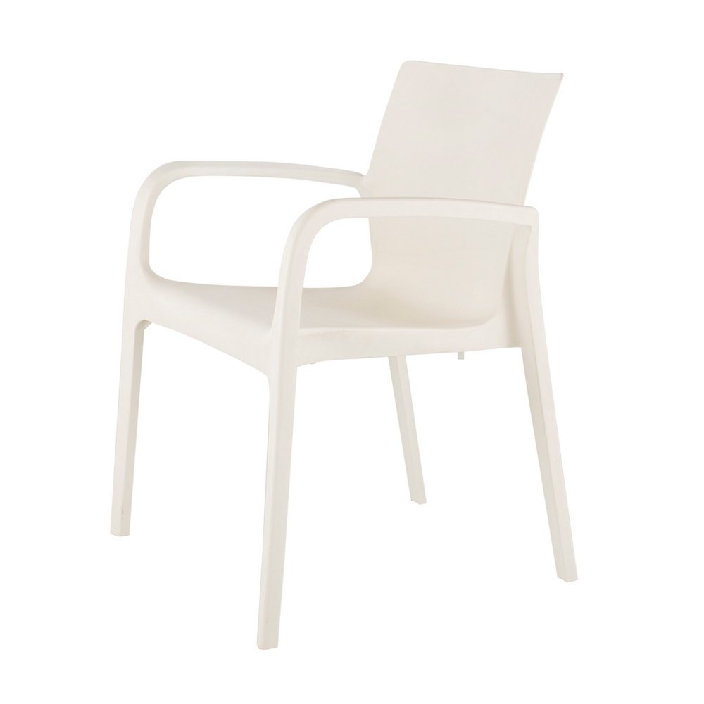 Set of Two White Heavy Duty Plastic Outdoor Stacking Dining Chairs  Warm Home View