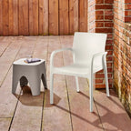 Set of Two White Heavy Duty Plastic Outdoor Stacking Dining Chairs – Weather Resistant  Warm Home View
