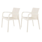 Set of Two White Heavy Duty Plastic Outdoor Stacking Dining Chairs  Warm Home View
