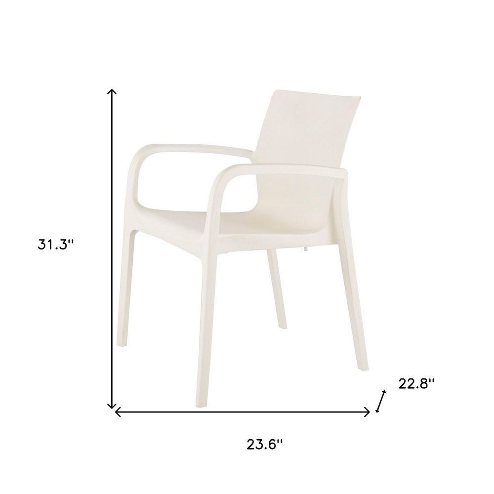 Set of Two White Heavy Duty Plastic Outdoor Stacking Dining Chairs  Warm Home View