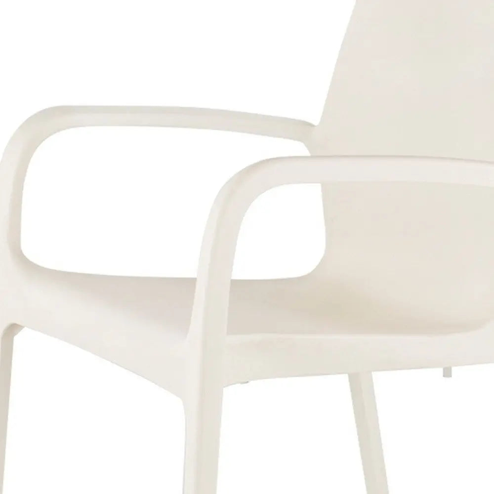 Set of Two White Heavy Duty Plastic Outdoor Stacking Dining Chairs – Weather Resistant  Warm Home View