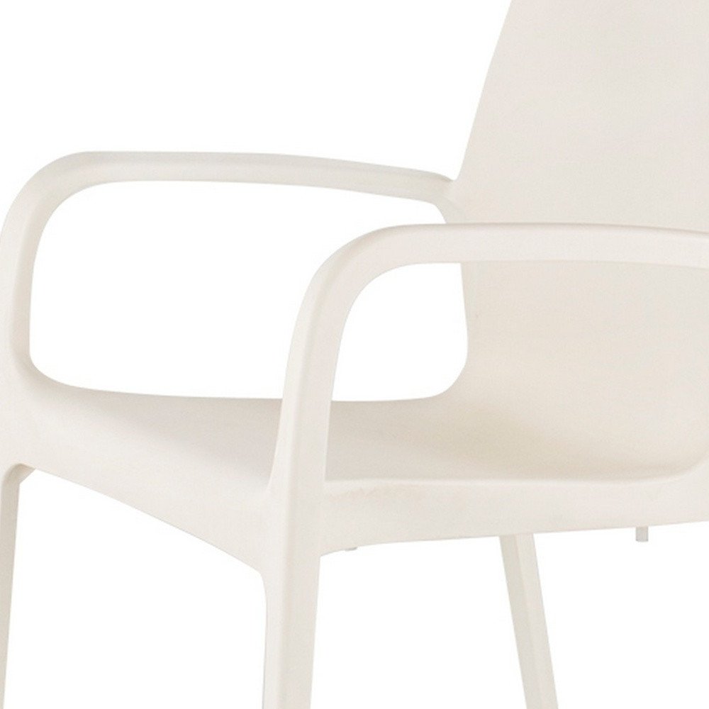 Set of Two White Heavy Duty Plastic Outdoor Stacking Dining Chairs  Warm Home View
