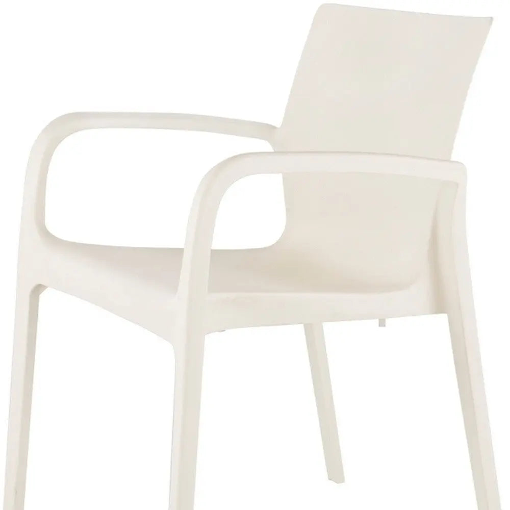 Set of Two White Heavy Duty Plastic Outdoor Stacking Dining Chairs – Weather Resistant  Warm Home View