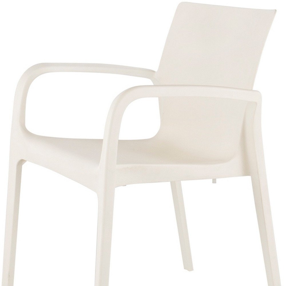 Set of Two White Heavy Duty Plastic Outdoor Stacking Dining Chairs  Warm Home View