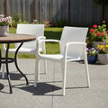 Set of Two White Heavy Duty Plastic Outdoor Stacking Dining Chairs – Weather Resistant  Warm Home View