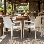 Set of Two White Heavy Duty Plastic Outdoor Stacking Dining Chairs  Warm Home View