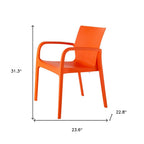Set of Two Orange Heavy Duty Plastic Outdoor Stacking Dining Chairs  Warm Home View