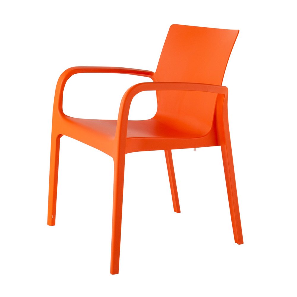 Set of Two Orange Heavy Duty Plastic Outdoor Stacking Dining Chairs  Warm Home View
