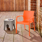 Orange Heavy Duty Plastic Outdoor Stacking Dining Chairs – Weather Resistant – Set of 2  Warm Home View