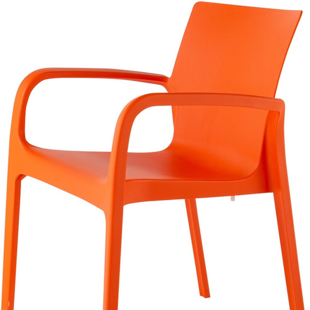 Set of Two Orange Heavy Duty Plastic Outdoor Stacking Dining Chairs  Warm Home View