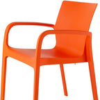 Set of Two Orange Heavy Duty Plastic Outdoor Stacking Dining Chairs  Warm Home View