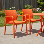 Orange Heavy Duty Plastic Outdoor Stacking Dining Chairs – Weather Resistant – Set of 2  Warm Home View