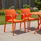 Set of Two Orange Heavy Duty Plastic Outdoor Stacking Dining Chairs  Warm Home View