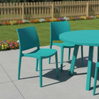 Set of Four Turquoise Heavy Duty Plastic Outdoor Stacking Dining Chairs  Warm Home View