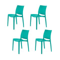 Set of Four Turquoise Heavy Duty Plastic Outdoor Stacking Dining Chairs  Warm Home View