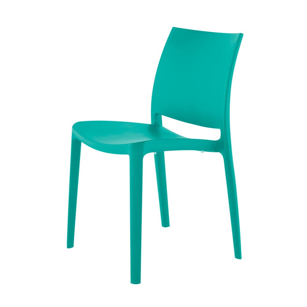 Set of Four Turquoise Heavy Duty Plastic Outdoor Stacking Dining Chairs  Warm Home View