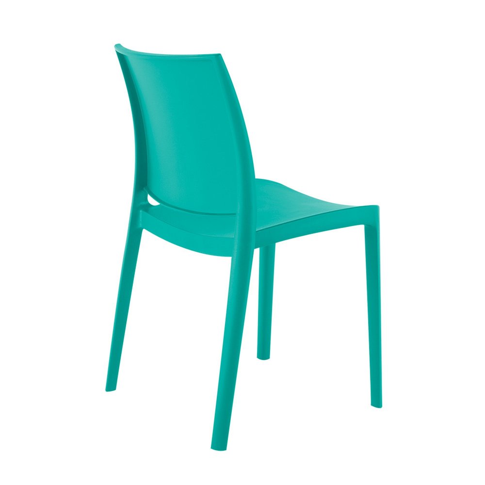 Set of Four Turquoise Heavy Duty Plastic Outdoor Stacking Dining Chairs  Warm Home View