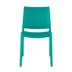 Set of Four Turquoise Heavy Duty Plastic Outdoor Stacking Dining Chairs  Warm Home View