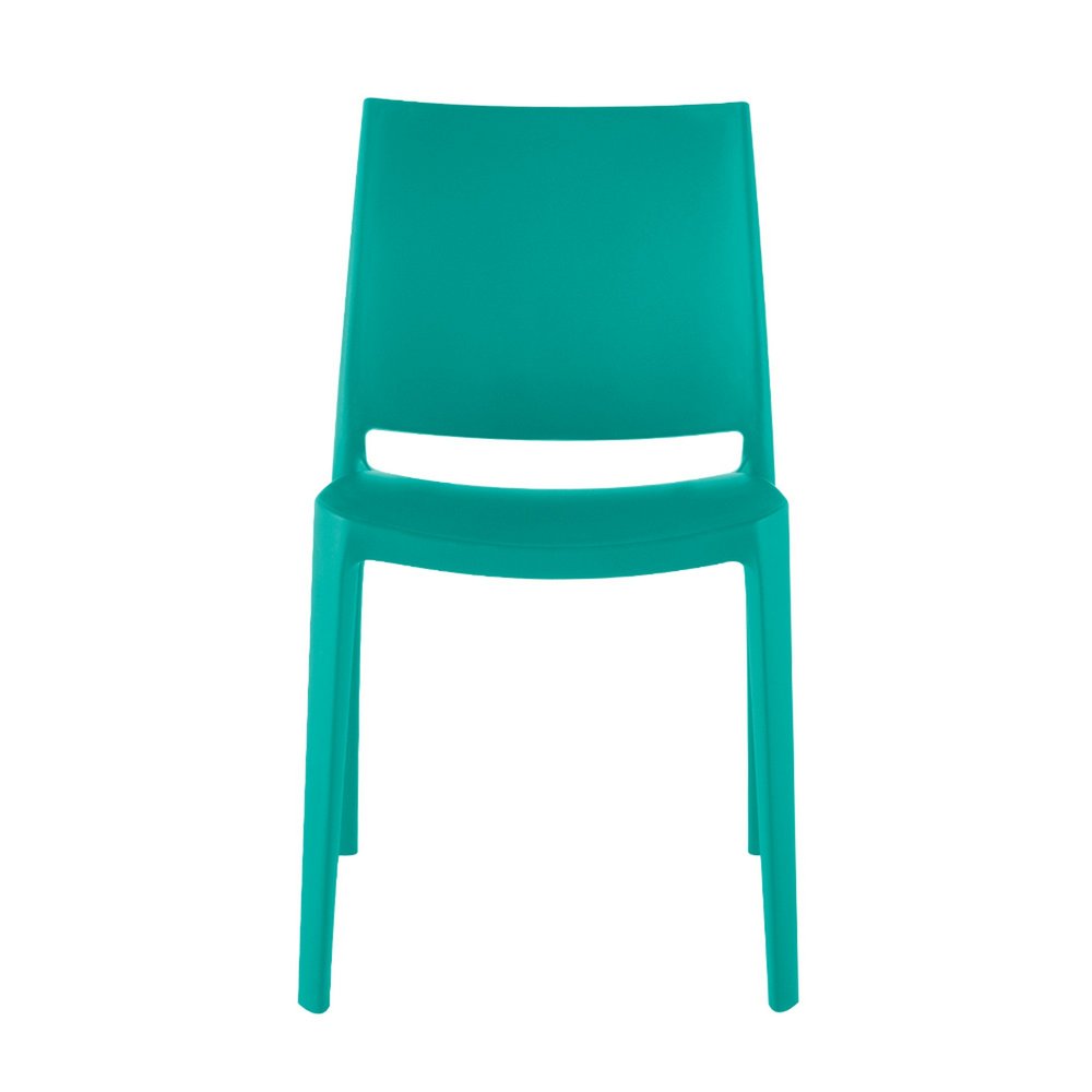 Set of Four Turquoise Heavy Duty Plastic Outdoor Stacking Dining Chairs  Warm Home View