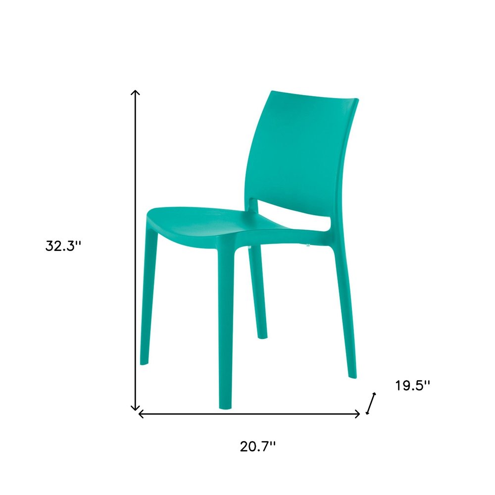 Set of Four Turquoise Heavy Duty Plastic Outdoor Stacking Dining Chairs  Warm Home View