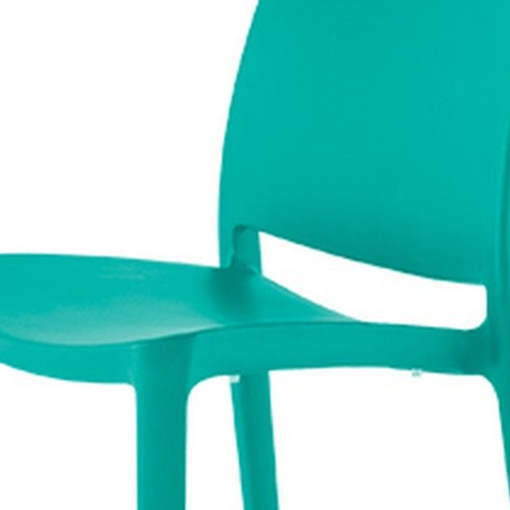 Set of Four Turquoise Heavy Duty Plastic Outdoor Stacking Dining Chairs  Warm Home View
