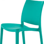 Set of Four Turquoise Heavy Duty Plastic Outdoor Stacking Dining Chairs  Warm Home View
