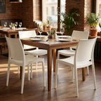 Set of Four White Heavy Duty Plastic Outdoor Stacking Dining Chairs  Warm Home View