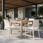 Set of Four White Heavy Duty Plastic Outdoor Stacking Dining Chairs  Warm Home View