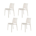 Set of Four White Heavy Duty Plastic Outdoor Stacking Dining Chairs  Warm Home View