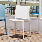 White Plastic Stacking Dining Chairs - Polypropylene - Set of 4  Warm Home View