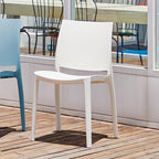 Set of Four White Heavy Duty Plastic Outdoor Stacking Dining Chairs  Warm Home View