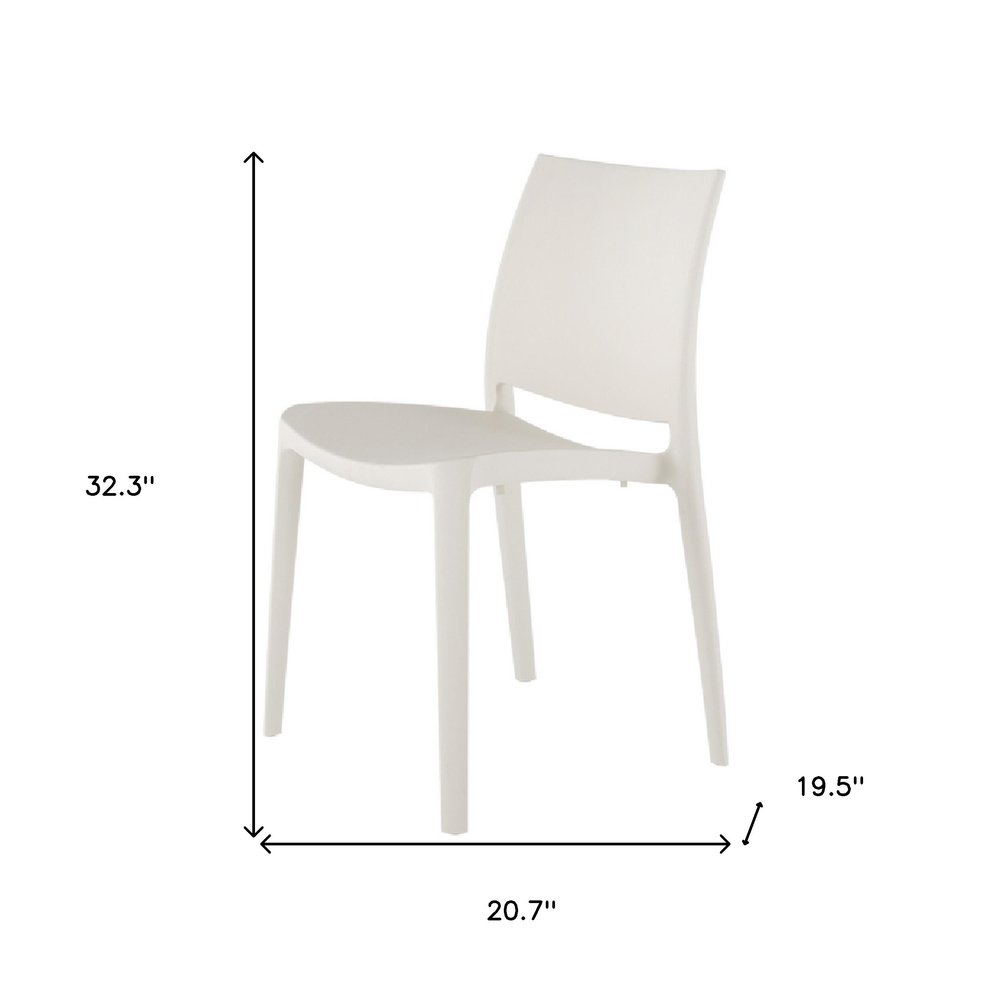 Set of Four White Heavy Duty Plastic Outdoor Stacking Dining Chairs  Warm Home View